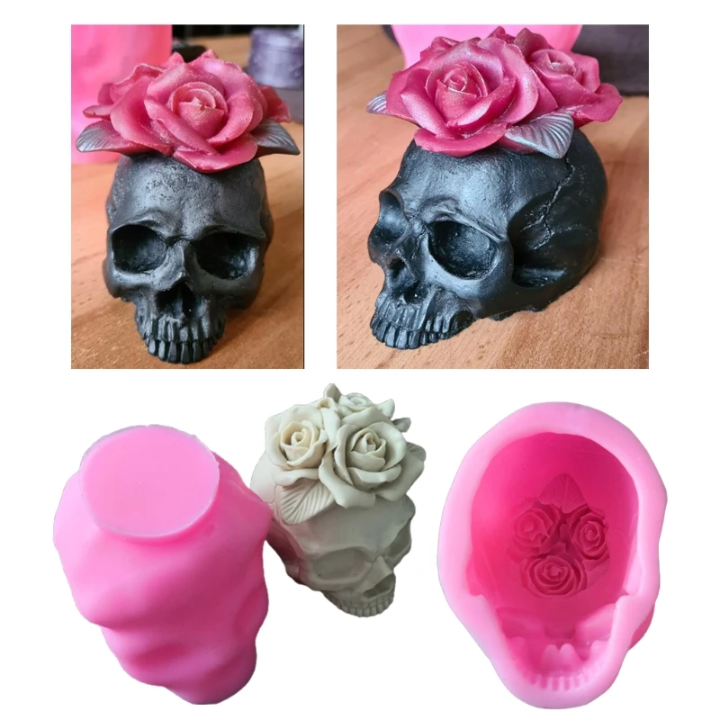 

3D Роза, цветок, Череп, искусственное украшение для дома, литье, искусственное ремесло, инструменты для изготовления