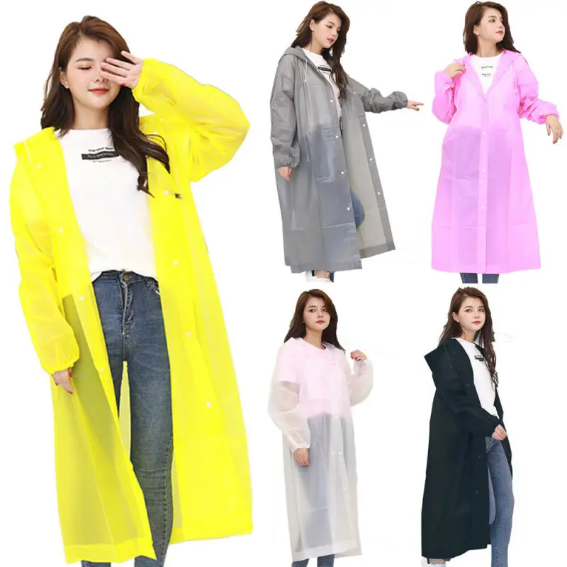 Men Women Waterproof Jacket EVA Hooded Raincoat Rain Coat Poncho Rainwear UK | Дом и сад