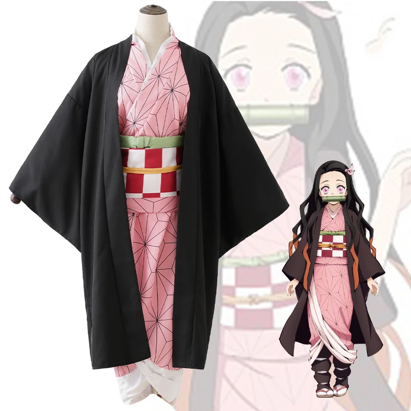 Аниме Kimetsu No Yaiba Demon Slayer карнавальный костюм Kamado Nezuko японское кимоно Униформа