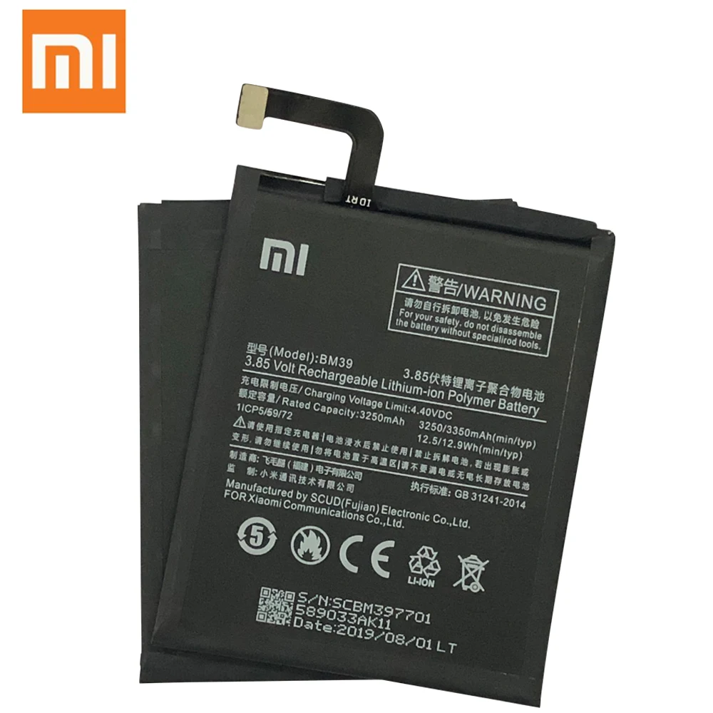 Xiao Mi 100% оригинал BM39 для Xiaomi Mi6 6 mi6 запасная батарея 3250 мАч реальная емкость