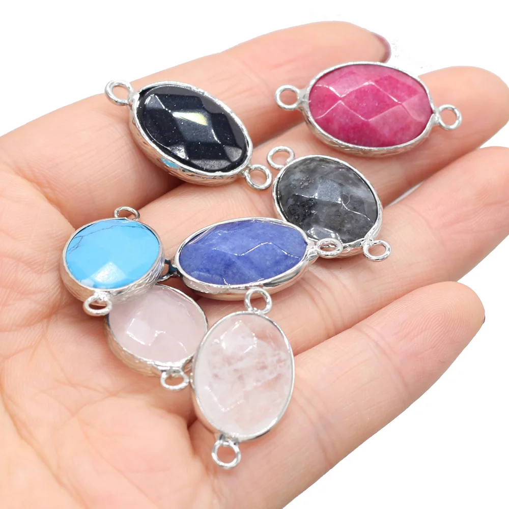 

Natural Stone Gem Quartz Turquoise Beanie Connector Handmade Crafts DIY Necklace Bracelet Jewelry Accessory Gift Making 14x27mm