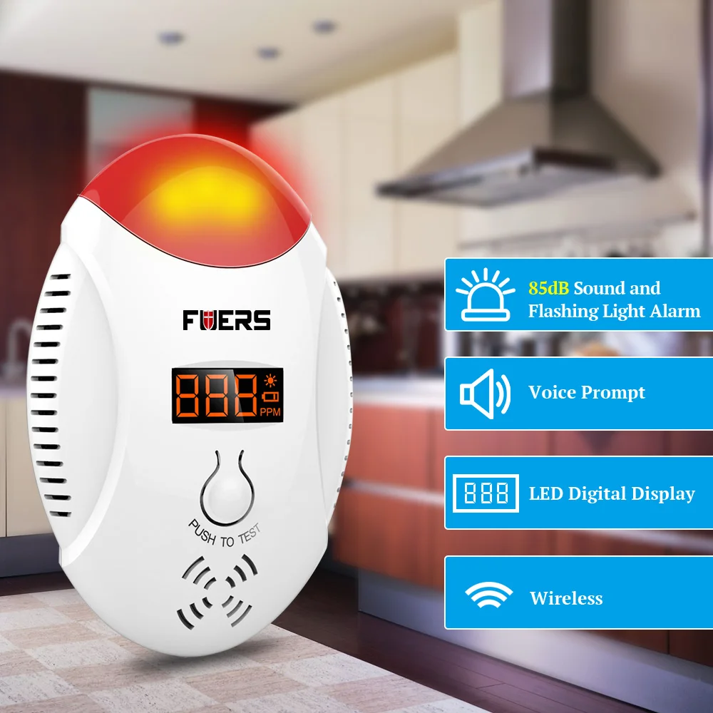 Беспроводной светодиодный цифровой дисплей FUERS со детектор 85 дБ голосовой