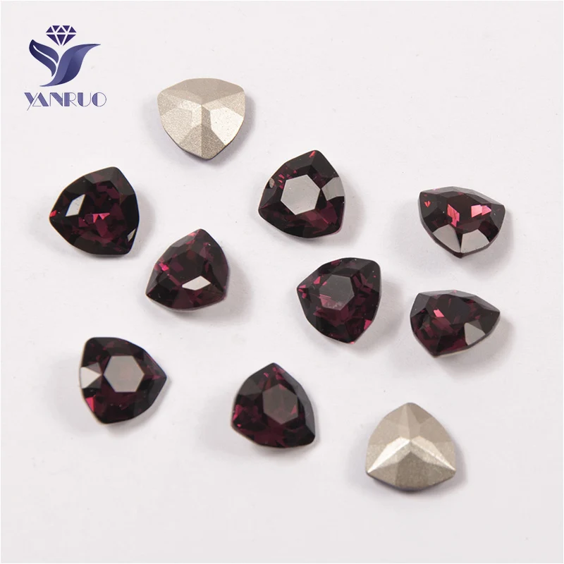 Amethyst Yanruo 4706 Trilliant Стеклянные Камни DIY Strass острый задний кристалл для нашивки Стразы все для шитья аксессуары - Цвет: Amethyst