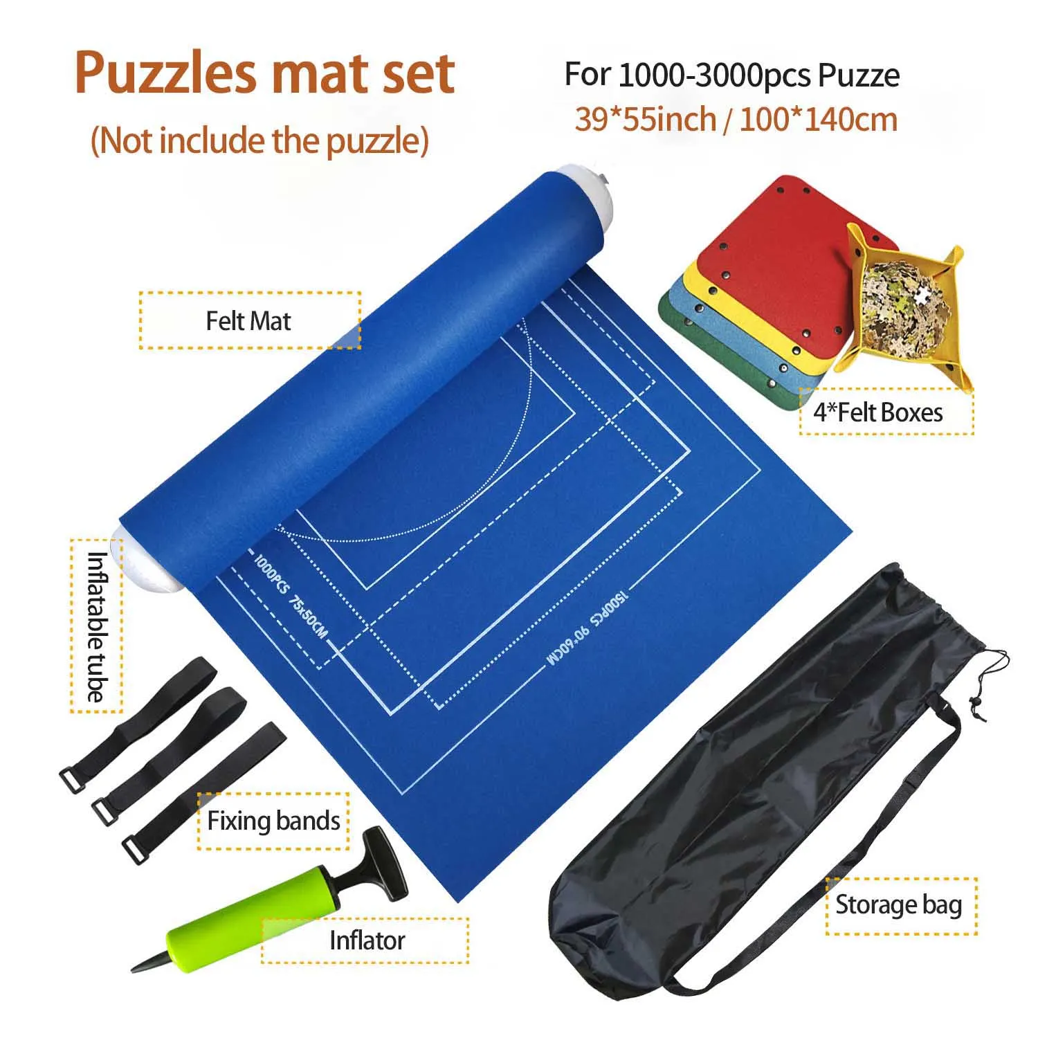 

Puzzles Mat Jigsaw Roll Felt Mat Play mat Puzzles Blanket For Up to 3000 Pcs Puzzle Accessories Portable Travel Storage bag