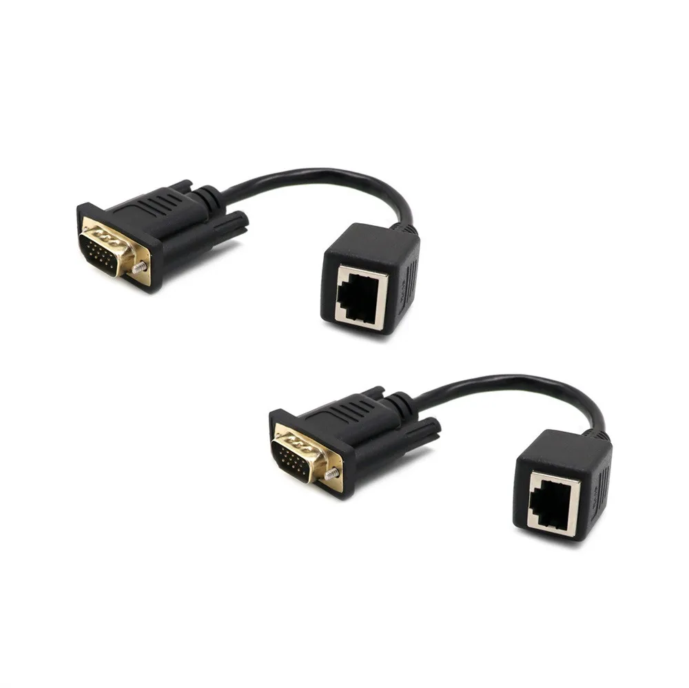 VGA Extender Male To Lan Cat5 Cat5e RJ45 Ethernet Female Adapter Cable Computer/HDTV/Laptop/Projector in audio video Black | Электроника