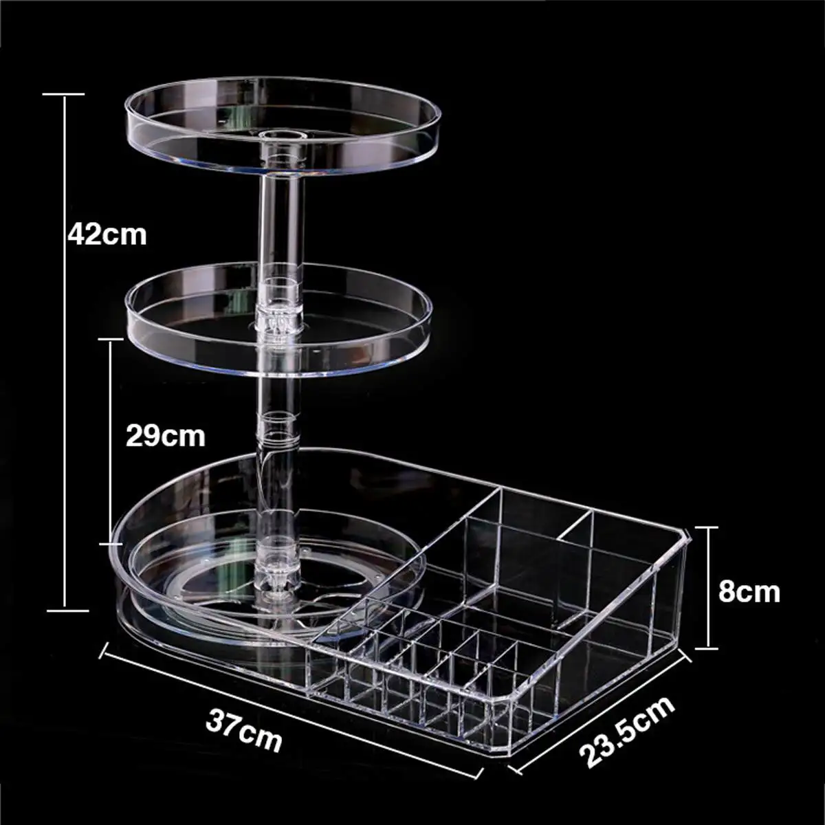 

Height Adjustable Acrylic Makeup Organizer 360 Degree Rotating Cosmetics Storage Rack for Lipstick/Skin Care Product Holder 2020