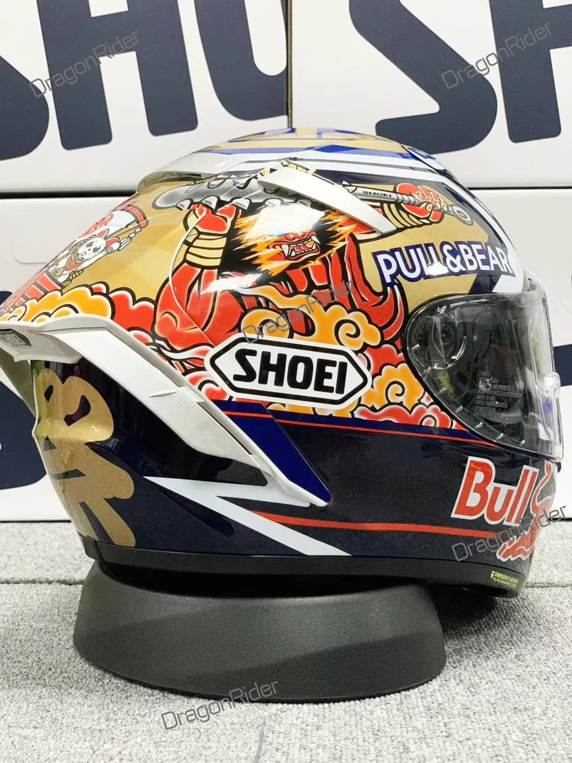 Полнолицевой мотоциклетный шлем X14 Marquez Motegi3 lucky cat2 красный противотуманный
