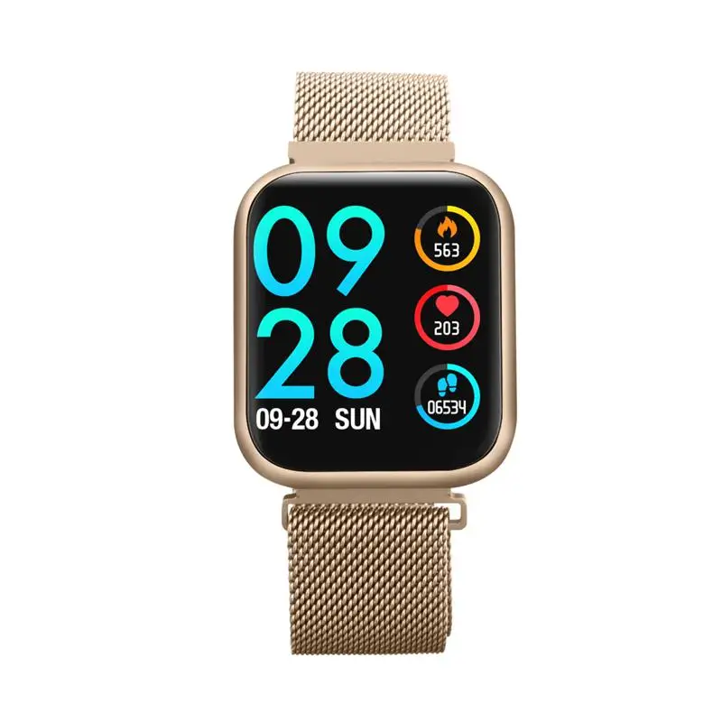 Gold Steel Strap 696 P80 Смарт-часы для мужчин водонепроницаемый монитор сердечного ритма 30ATM спортивные часы для женщин монитор сна полный сенсорный экран обновление P68 P70 - Цвет: Gold Steel Strap