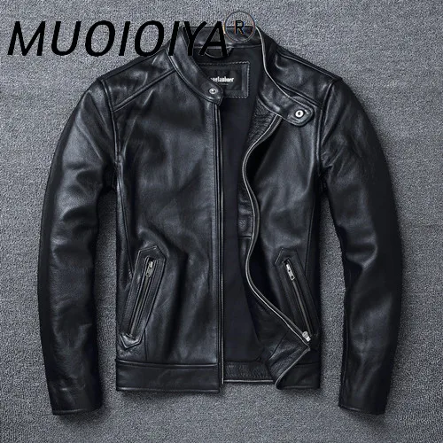 

MUOIOYIA Men's Clothing Genuine Cow Leather Jacket Men Motorcycle Mens Jackets Vintage Clothes Autumn Coat 5XL 6XL Veste LXR634