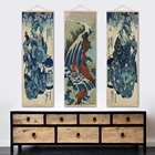 Японские настенные плакаты с изображением укийой, настенные картины для украшения гостиной, винтажные картины с Вешалка из цельной древесины