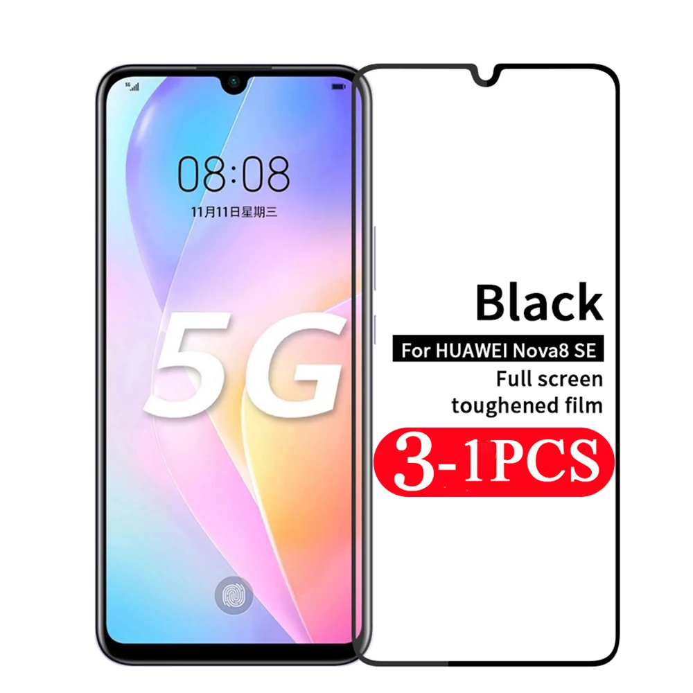 

3-1Pcs full cover for huawei nova 8 7 SE 7i 6 5 5i pro 5Z 5T 4 4E 3 3E 3i tempered glass phone screen protector protective film