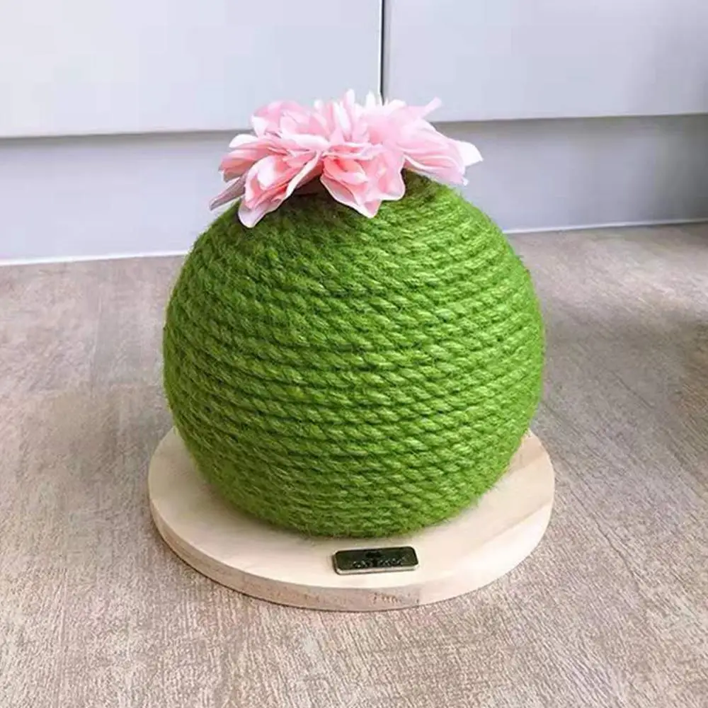

Cactus Scratching Poster with Flower Decor Cat Ball Scratch Wooden Board Cat Toy