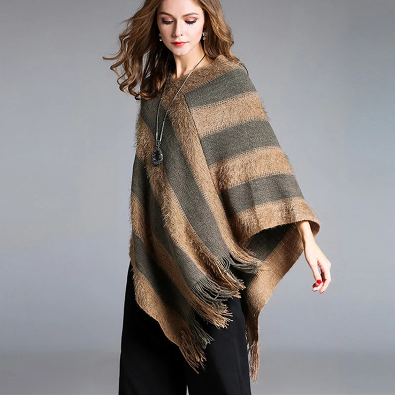 Женский свитер с длинным ворсом асимметричный большого размера бахромой и