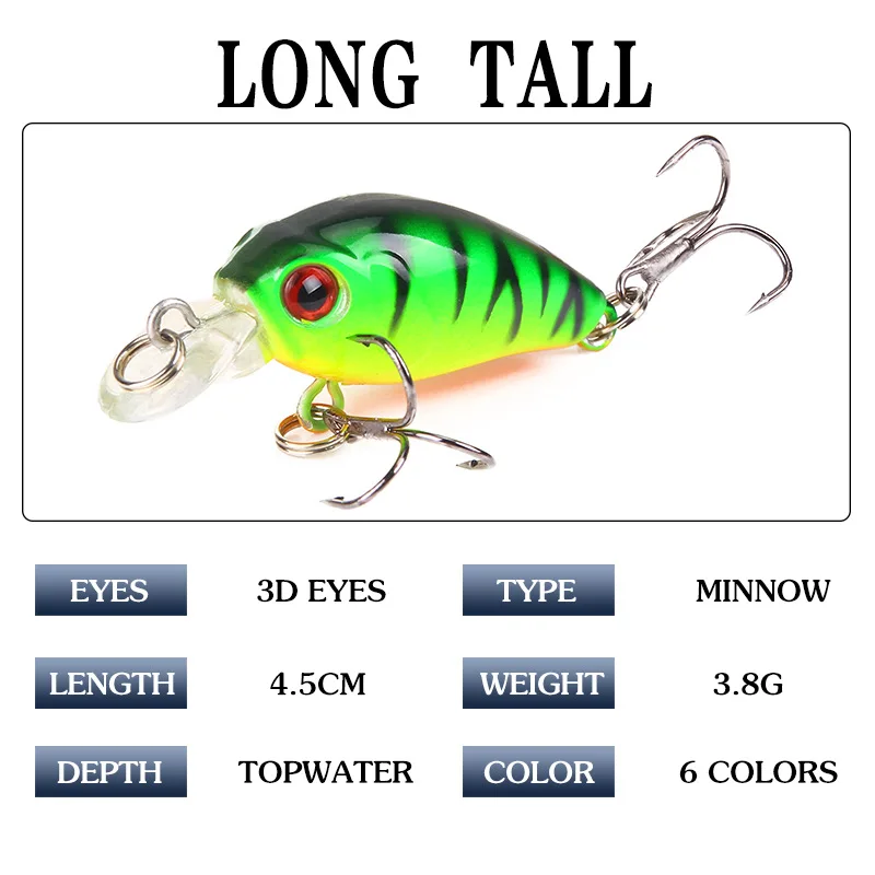 1 PCS Minnow Fishing Lure 45mm 3.5g Crankbait Hard Bait Artificial Wobbler Bass Japan Fly Carp Striped Bass Fishing Accessories