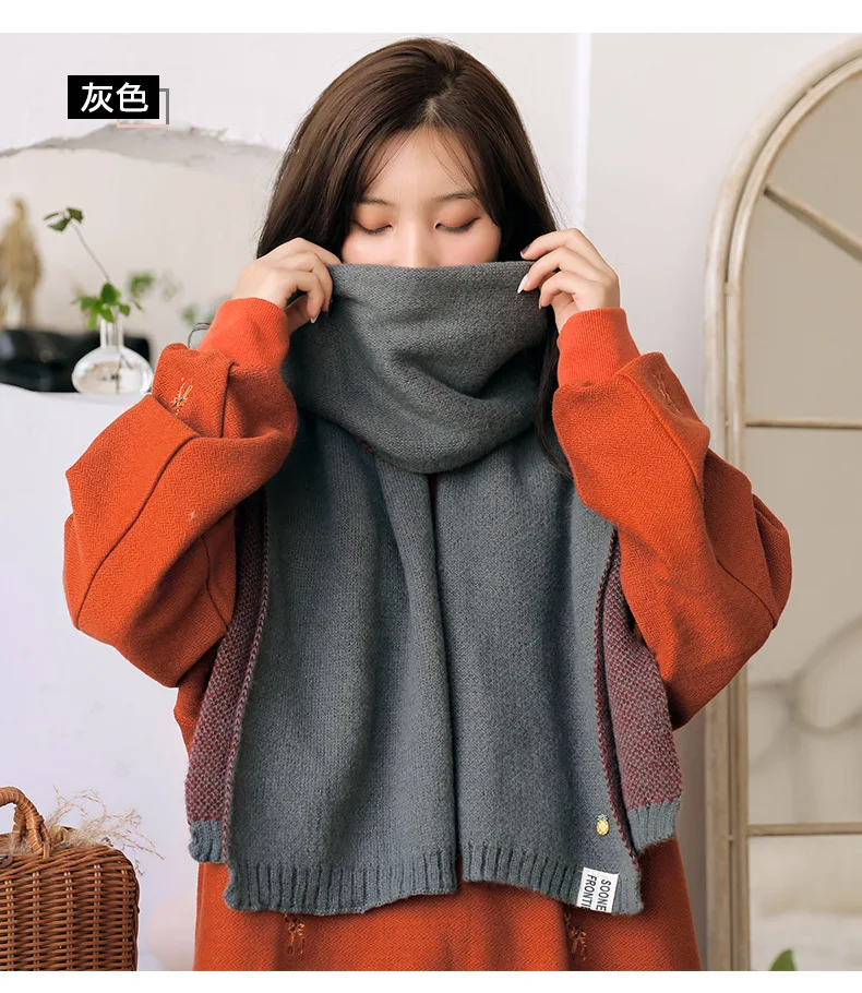Meihuida корейские женские зимние Утепленные мягкие однотонные кашемировые пашмины