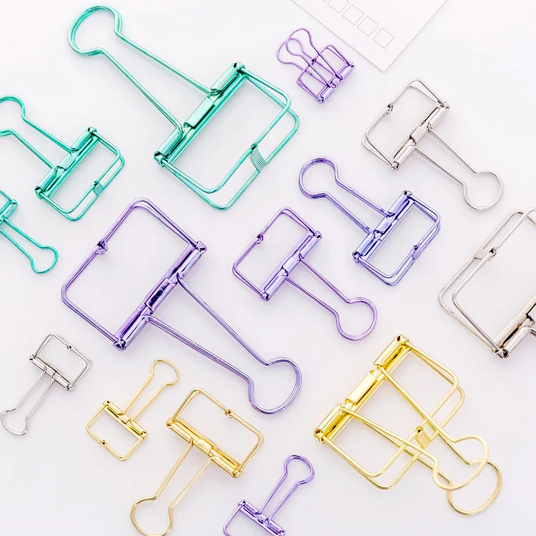 Simple Metal Hollow out Long Tail Clip Creative Stationery PDA Cute Color Office File Dovetail Test Paper | Дом и сад