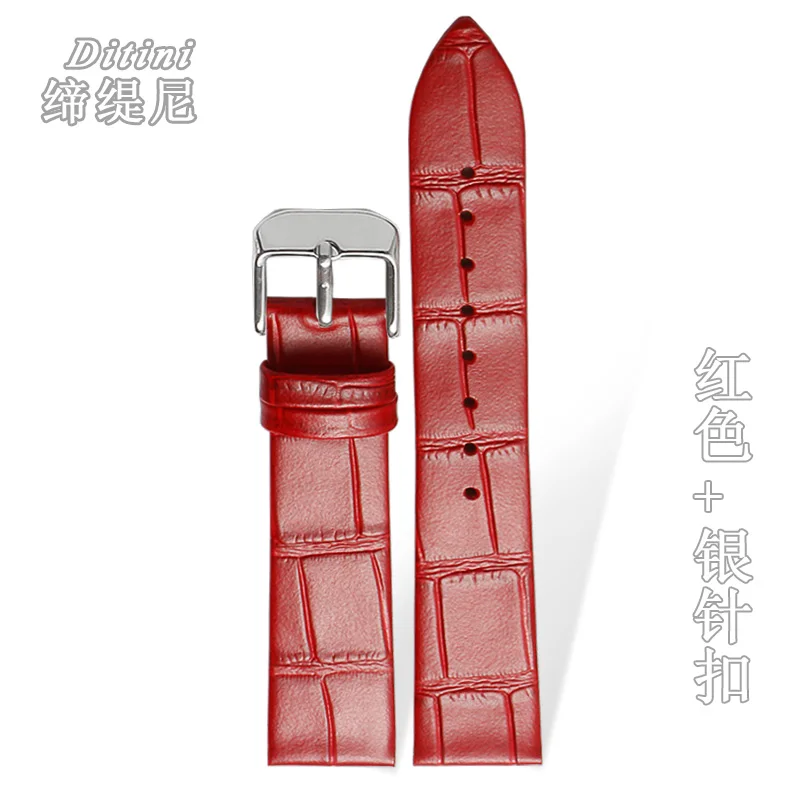 

thin leather genuine leather watchstrap 12 13 14 15 16 17 18 19 20 21 22mm male female watchband black brown blue red white band