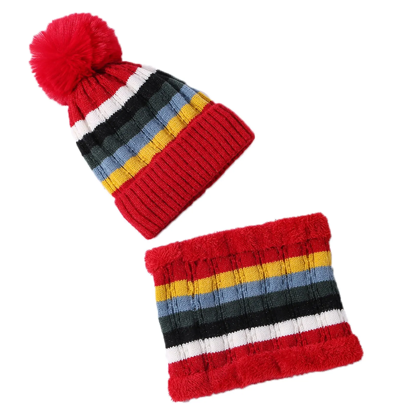 

2020 Autumn And Winter Women Hat New Plus Velvet Thickening Bib Ear Protection Warm Knitted Wool Hat Cap Two-piece Hat Scarf#G3