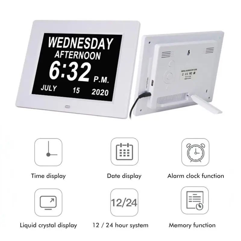 

Цифровые часы с календарём и авторегулировкой яркости, домашние электронные цифровые часы с большим экраном и цифровым дисплеем