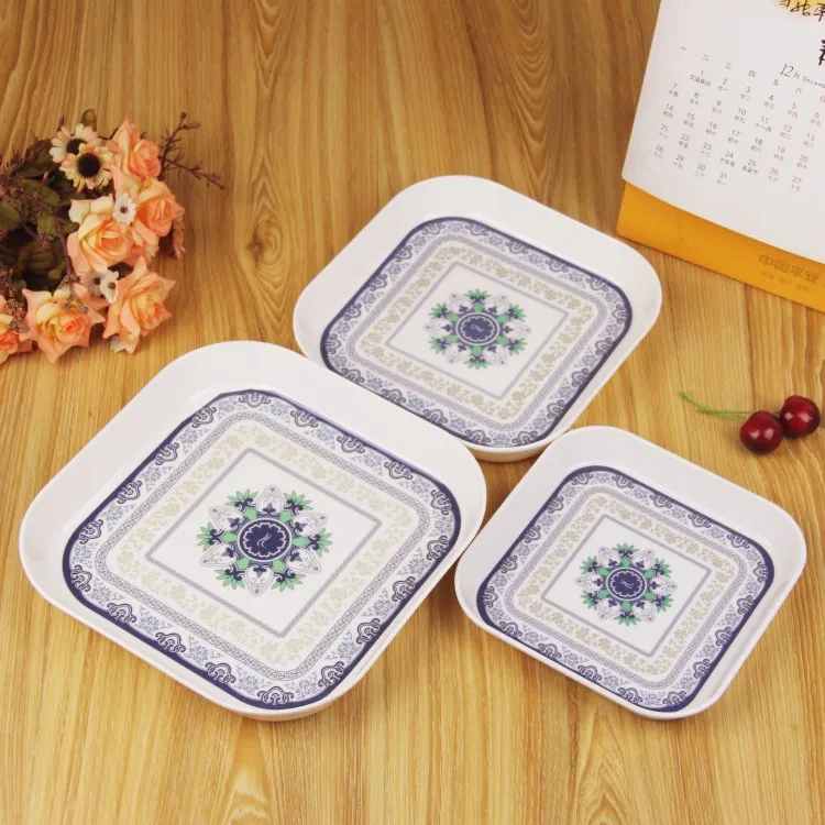 Западной Еда на Высоком толстом квадратном Закуски Блюдо меламиновая Пластик