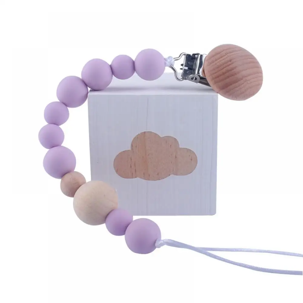 

New Wood Beads Nipple Holder Toys Accesories Baby Products Pacifier Clip Baby Silicone Nipple Chain Anti-dropping Chain