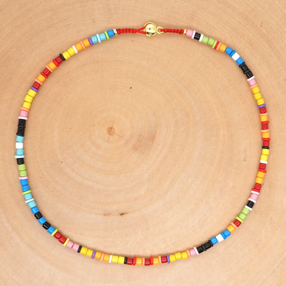 Ожерелье Shinus для женщин ювелирные изделия в стиле бохо радужные эмалевые шейкеры