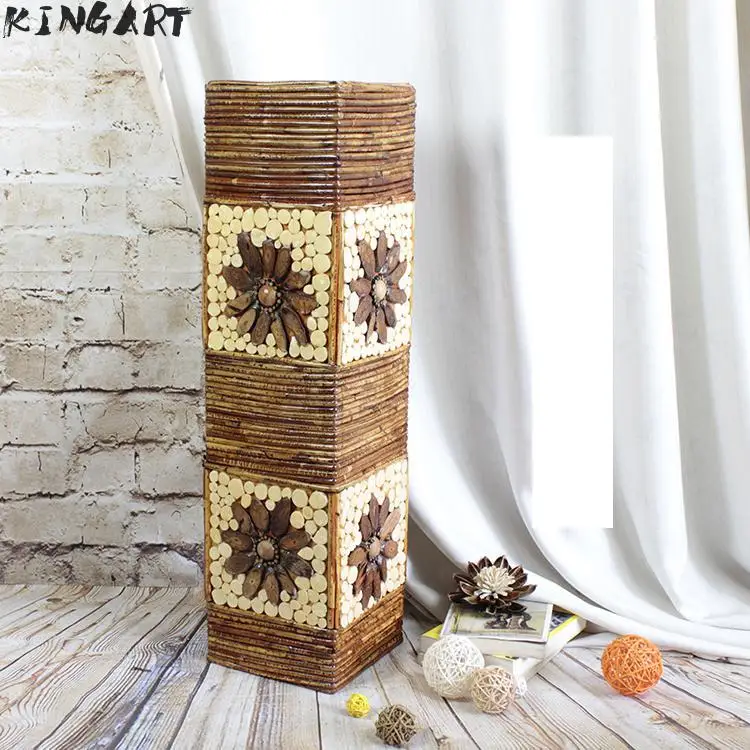 Тростниковая Ваза деревянная напольная ваза для украшения гостиной Ретро