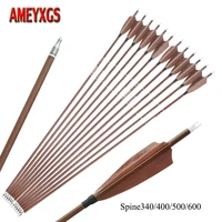 6pcs archery pure carbon arrow 83cm spine 340400500600 with 4 turkey feathers for bow and arrow shooting hunting accessories