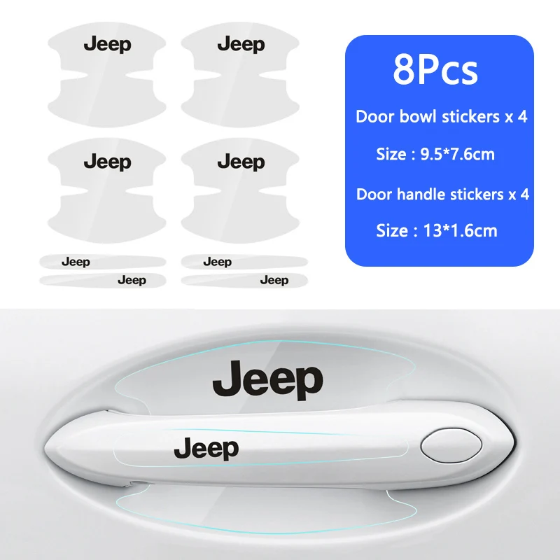4 шт. защитные наклейки на дверную ручку автомобиля Jeep Renegade Compass Patriot Grand Cherokee Wrangler