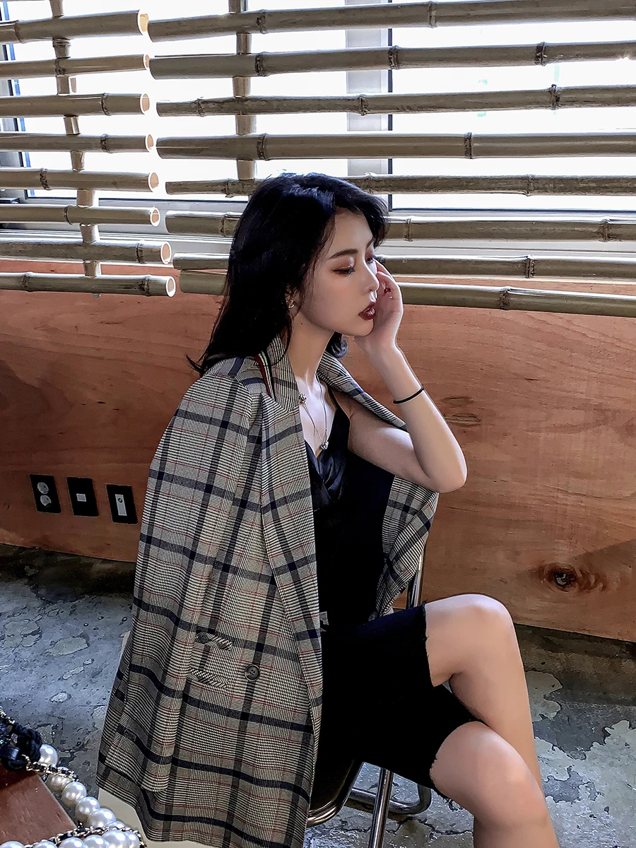Women Winter Autumn Plaid Suit Jacket Female Coat Fashion Clothing Slim Blazer