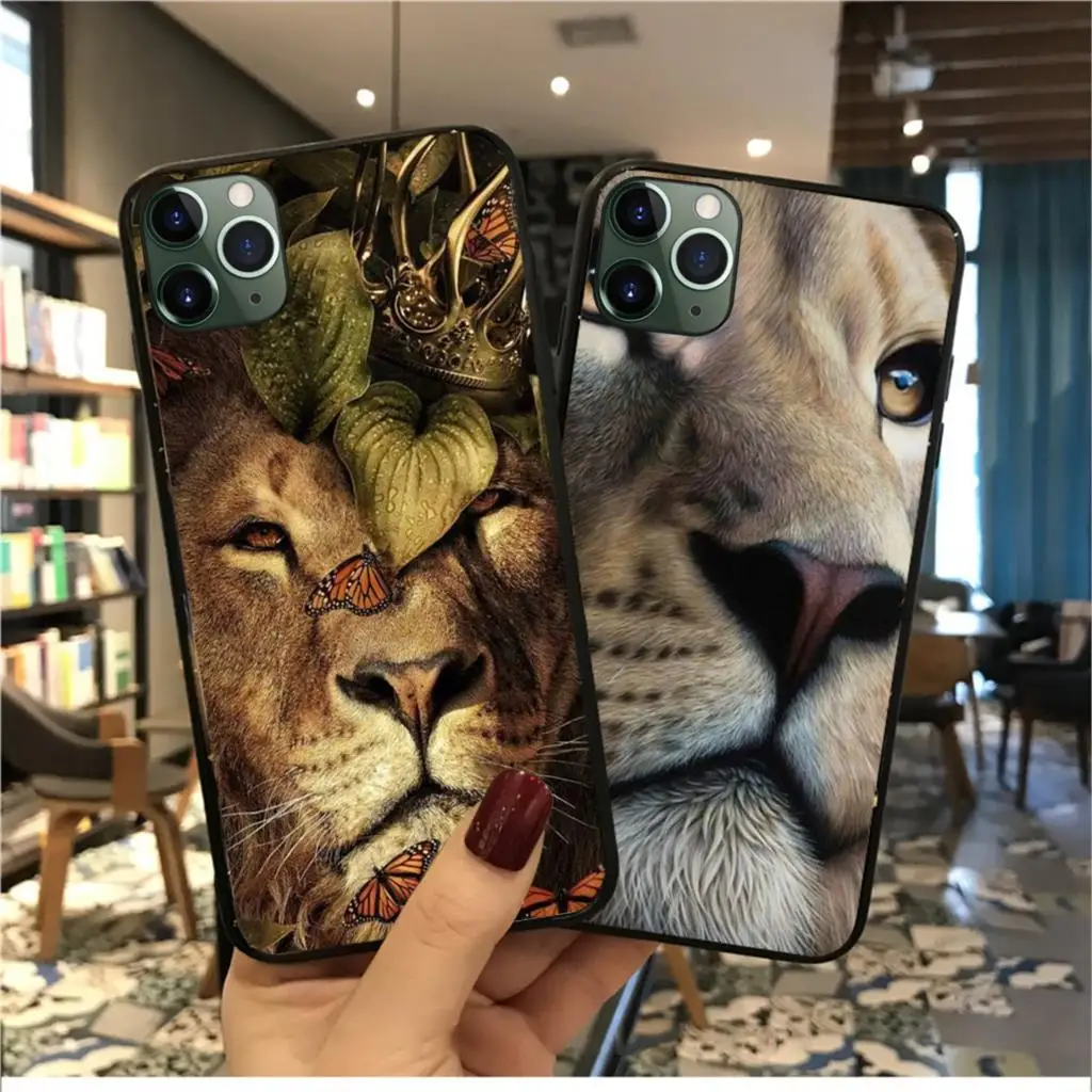 11pro MAX Lion king черный мягкий чехол для телефона iPhone 6S 6plus 7 7plus 8 8Plus X Xs 5 5S XR