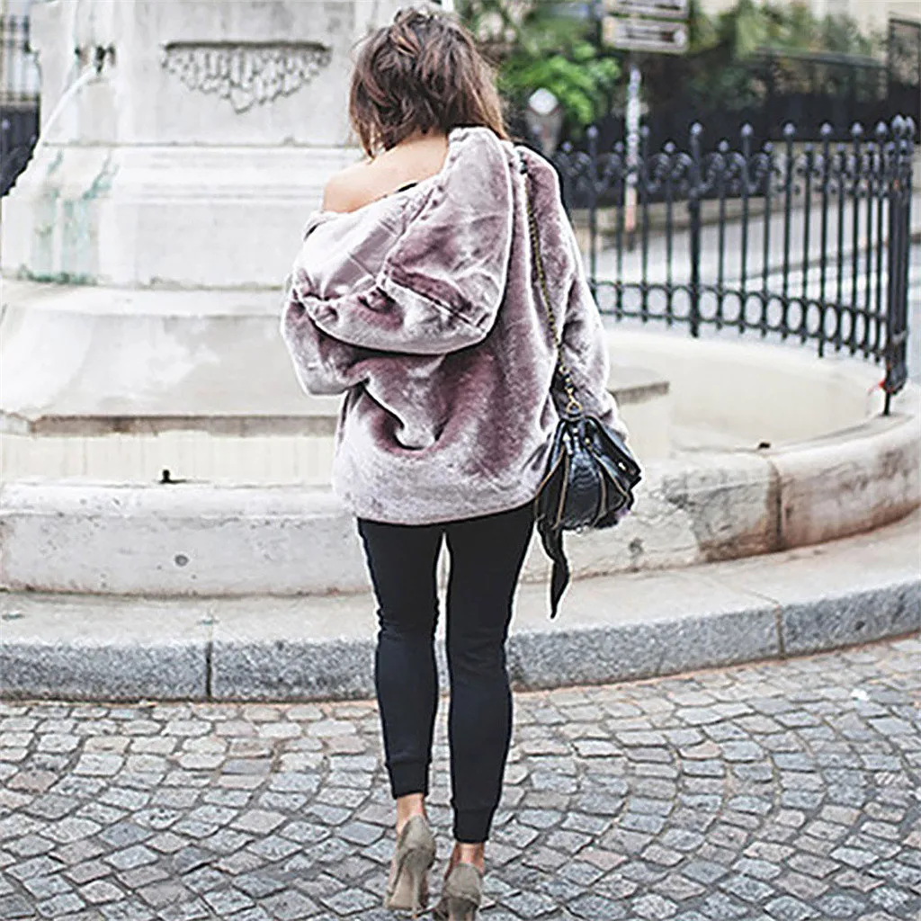 

2020 Autumn Winter Women Sweatshirt Fashion Harajuku Hooded Jacket Fluffy Thick Warm Pullover Tops Women Clothes 2020 Dropship