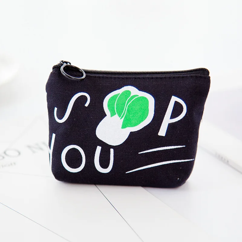 

A Vegetarian Diet Small Bag Canvas Girl Change Purses Keychain Creative Handbag Girls Card Holder Student Keychain Child Keyring