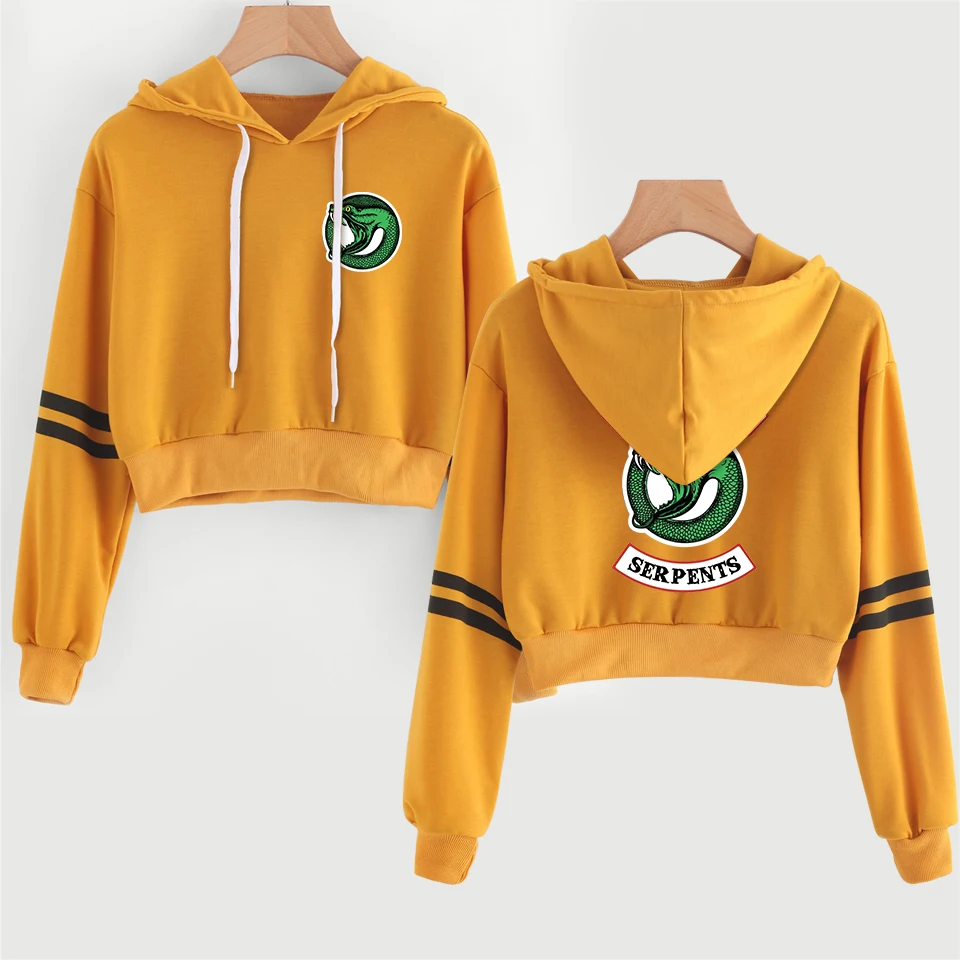 

Новинка, укороченная Милая Толстовка Riverdale, свитшоты для девочек, милые толстовки, Женская толстовка с принтом «Змея» с надписью «South Side», се...