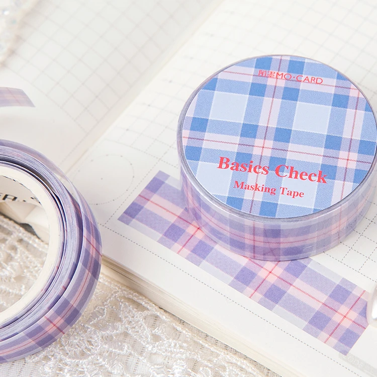 

Colorful Plaid Washi Tape Colorful Sticky Decorative Masking Paper Tape Set DIY Decoration Office Stationery Scrapbook 1PCS