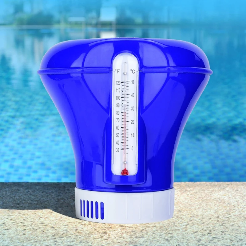 

8 Inch Spa Pool Disinfection Automatic Floating Chemical Box Swimming Pool Floating Box Floater Dispenser with Thermometer