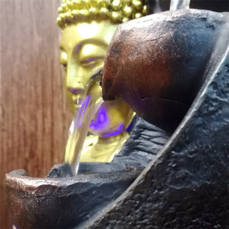 Основание лотоса статуя Будды смолы Лаки воды бегущий фонтан фигурки фэн шуй