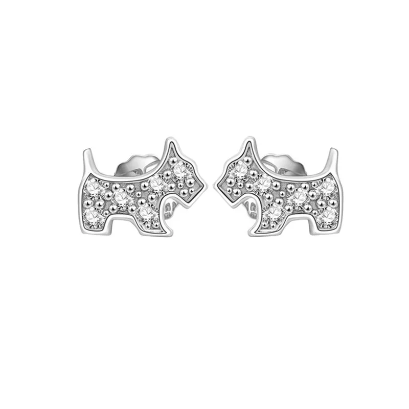 

Real 925 Sterling Silver Crystal Cute Animals Dog Stud Earrings For Women 2020 Engagement Wedding Birthday Gift Jewelry Brincos