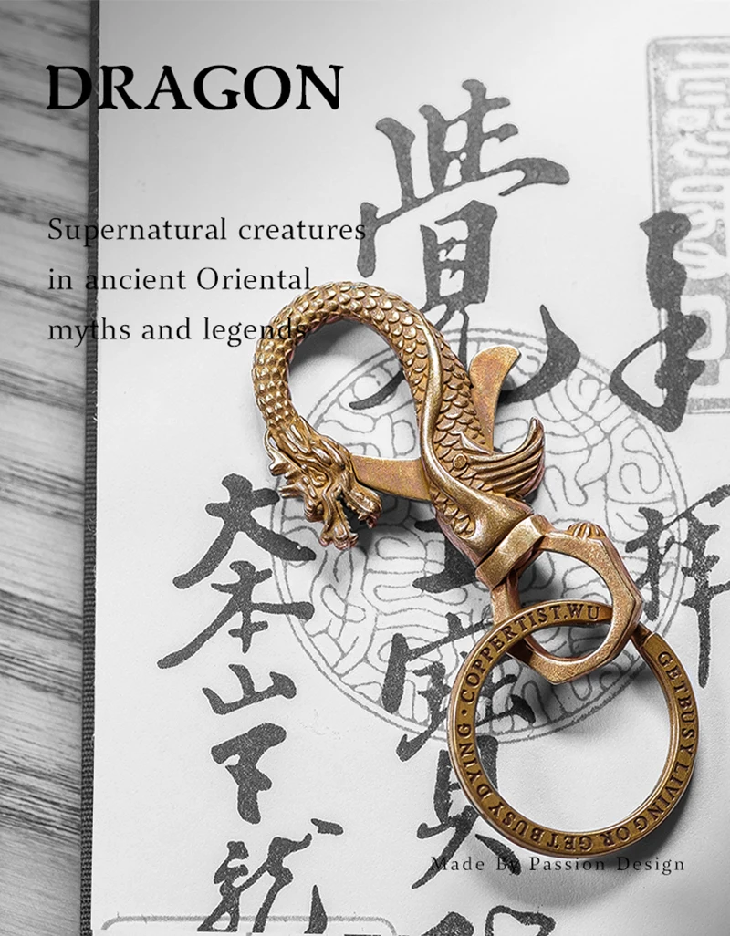 Coppertist. Wu китайский Дракон Фигурка Азиатский дракон кулон латунные статуи металлические застежки брелок открывалка для бутылок ключ
