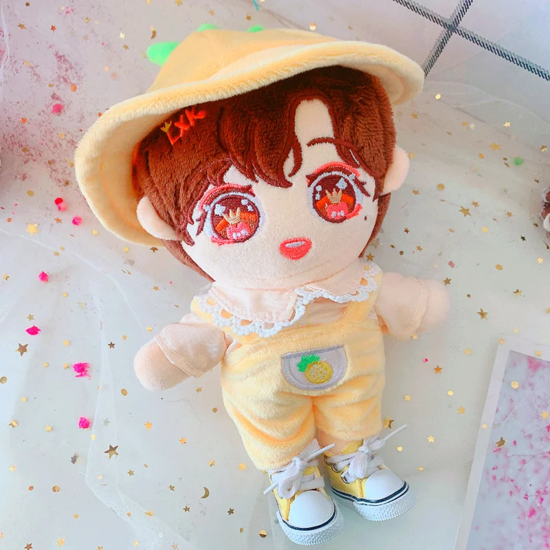 

20cm Doll Clothes Star Idol Plush Doll Cotton Dress Up Clothes Pineapple Hat Bib Suit Christmas Gifts
