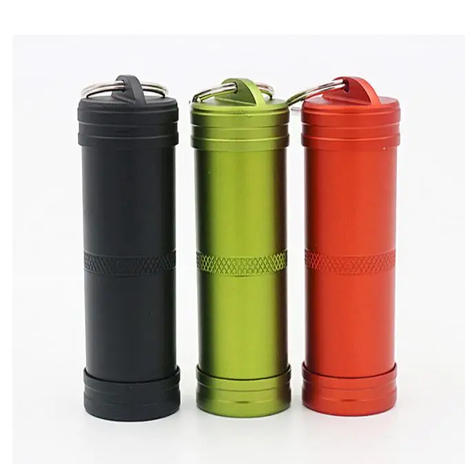 

Camping Survival Waterproof Pills Box Container Aluminum Medicine Bottle Keychain Outdoor Emergency Gear Travel Kits Tool SN2038