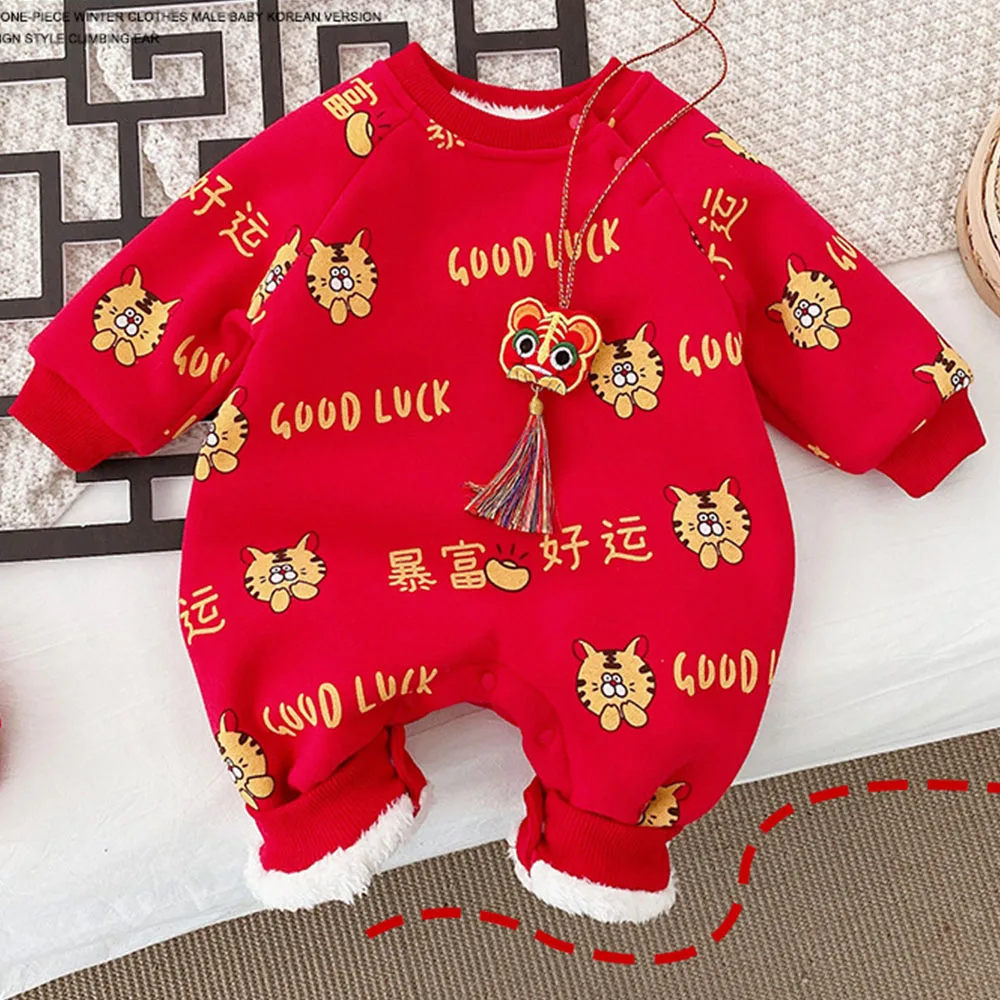 

Комбинезоны для новорожденных с длинным рукавом, бархатный теплый зимний комбинезон для младенцев, Новогодняя одежда в китайском стиле для...