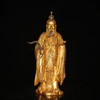 13chinese folk collection old bronze gilt lacquer taishang laojun moral heaven taoist ancestor statue ornaments town house