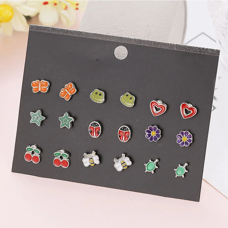 30 пар/компл. хрустальные серьги гвоздики разные цвета Животные в форме сердца