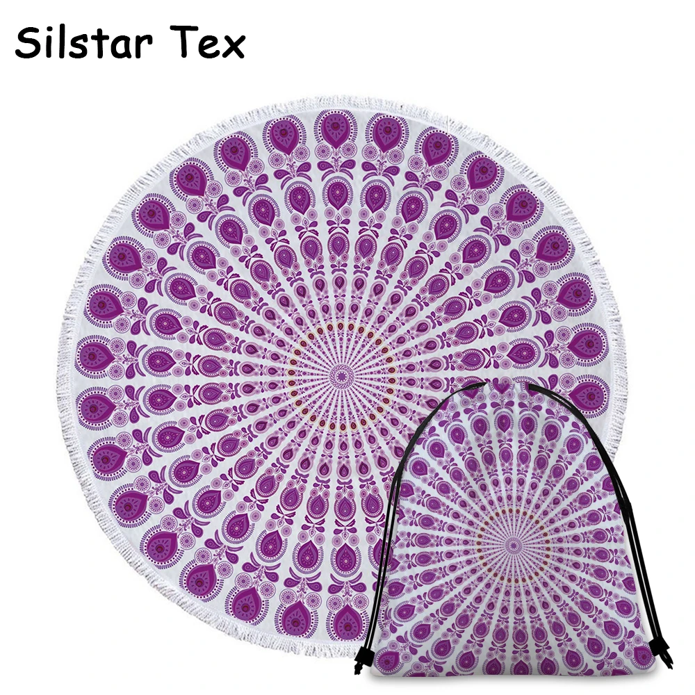 

Silstar Tex Bohemian Mandala Round Beach Towels Microfiber Bath Towel For Adults Kids Travel Outdoor Sports Yoga Tapestry Tassel