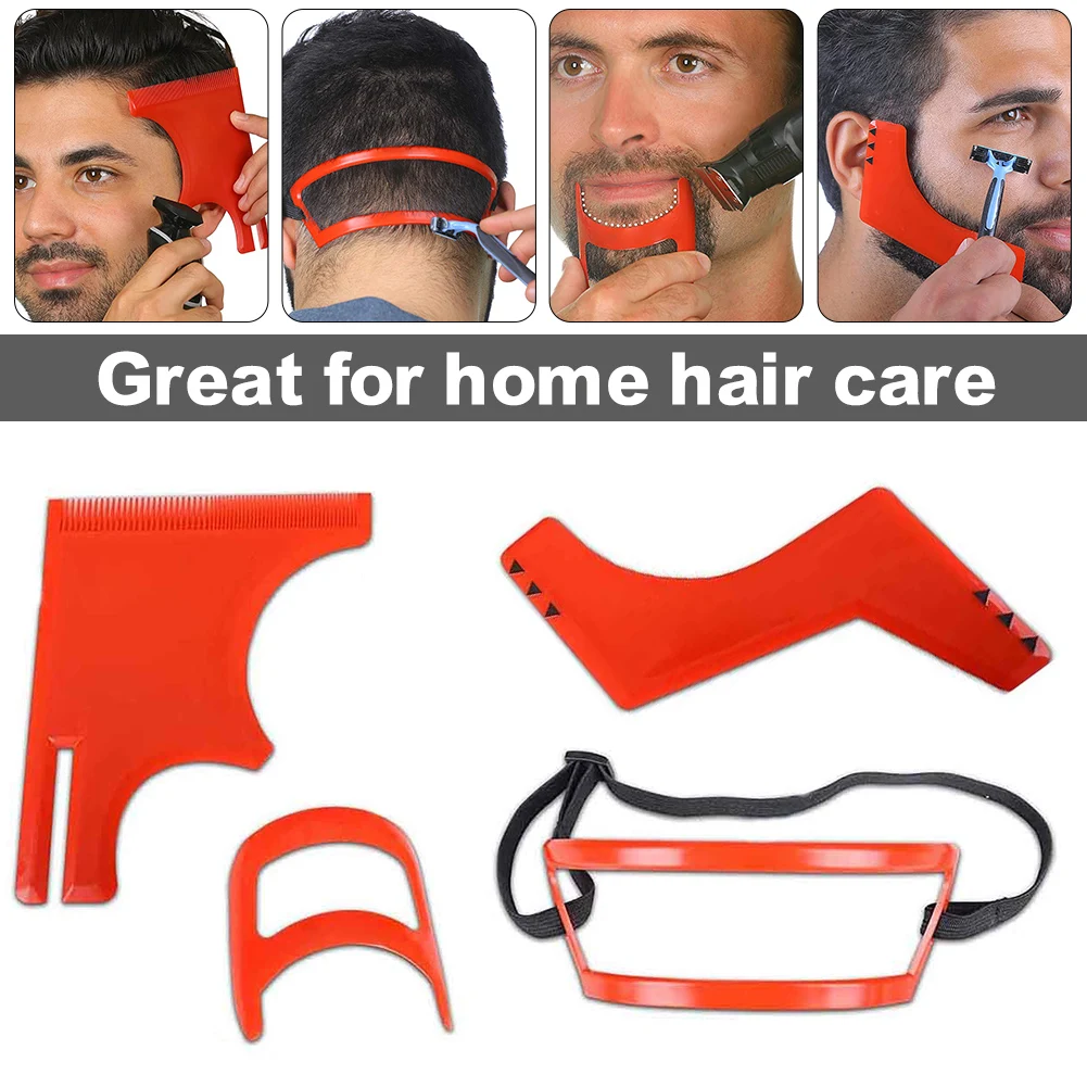 

4-pack Men's Beard Hairline Styling Tool Set Hairline Neck Neckline Template Beard Edge Guide Filling Tool Template Haircut Set