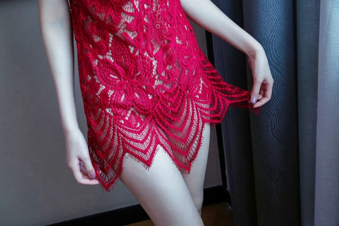 Lace Pajama Set Transparent Lingerie Women Night Gown Babydoll Robe Set Women hollow Femme Sleepwear sexy lingerie mini dress
