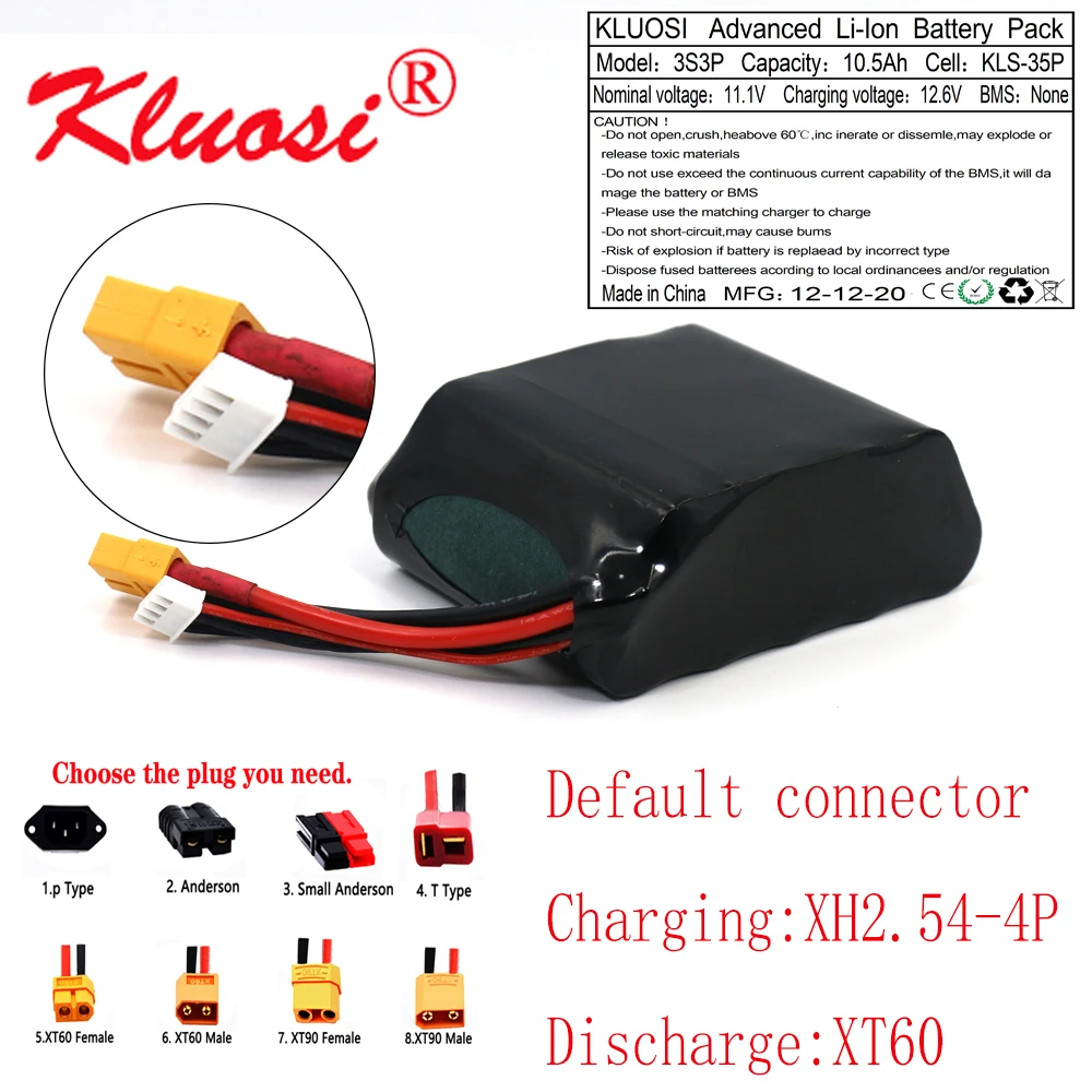 KLUOSI 3S3P 12V 10.5Ah 10Ah 12 6 V Высокая Ёмкость Бла (беспилотный летательный аппарат