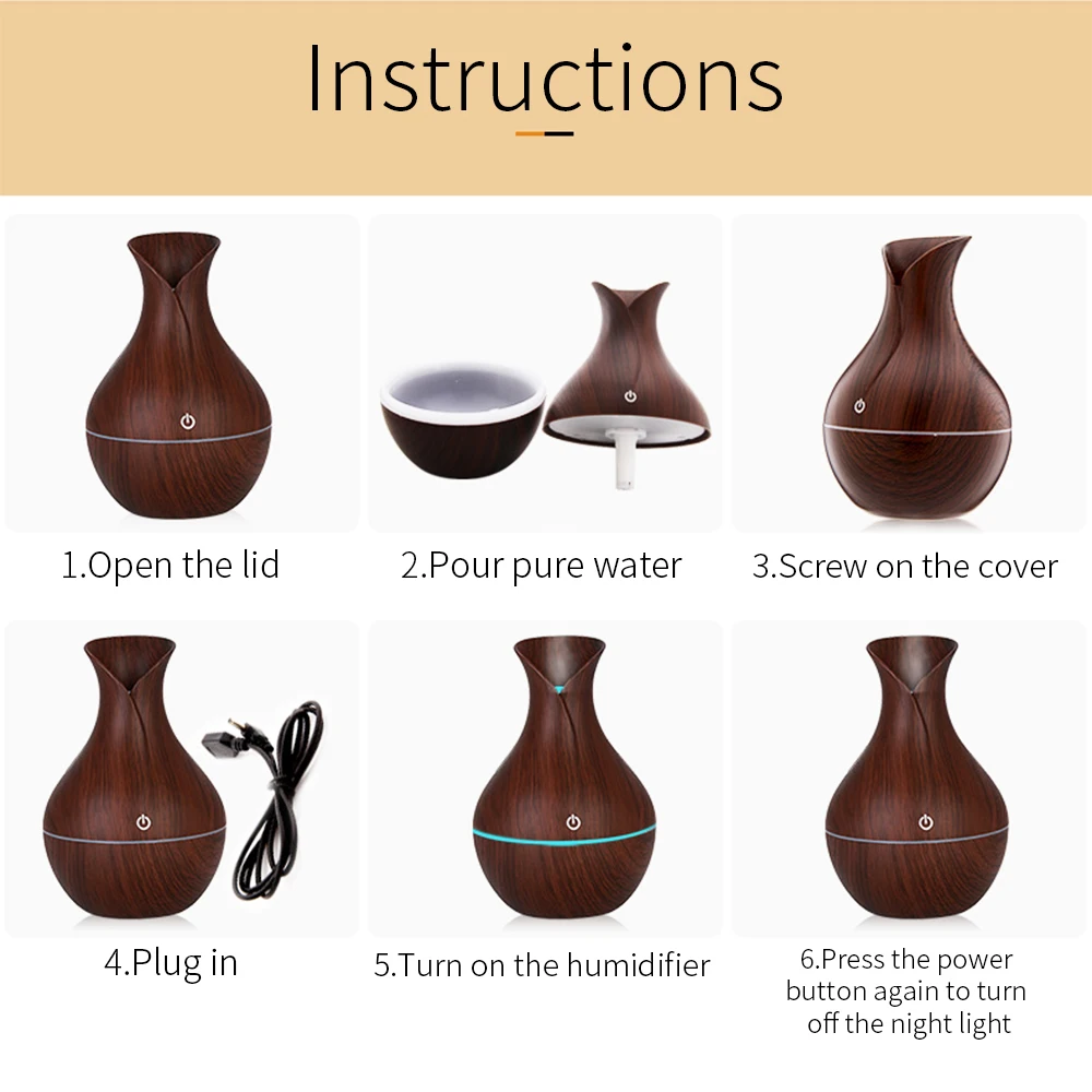 Увлажнитель воздуха Ароматический диффузор эфирного масла ультразвуковой