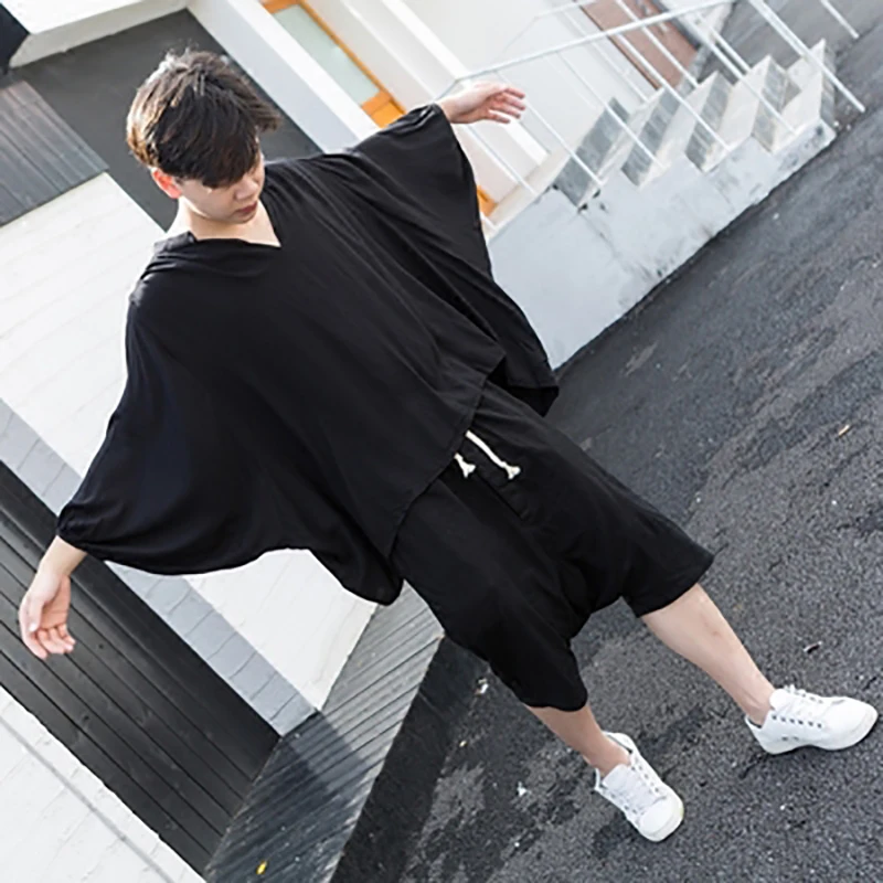 Летняя Свободная рубашка Феи в Корейском стиле летучая мышь хип хоп с длинными